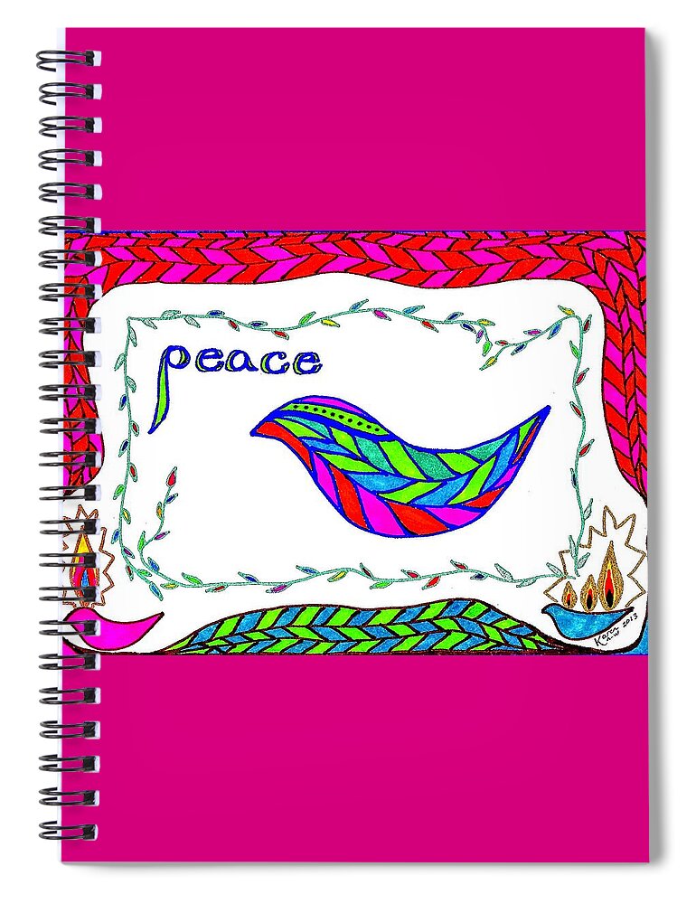 Peace Spiral Notebook featuring the drawing Peace by Karen Nice-Webb
