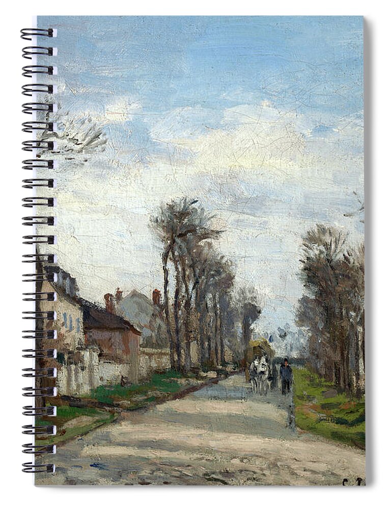 Camille Pissarro Spiral Notebook featuring the painting Route de Versailles, Louveciennes, 1870 by Camille Pissarro