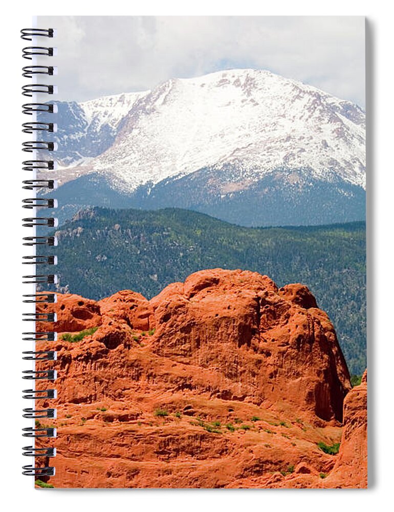 Snow Spiral Notebook featuring the photograph Pikes Peak And Garden Of The Gods #1 by Swkrullimaging