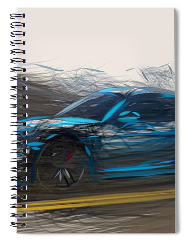 Porsche Spiral Notebook featuring the digital art Porsche 718 Cayman Drawing #2 by CarsToon Concept