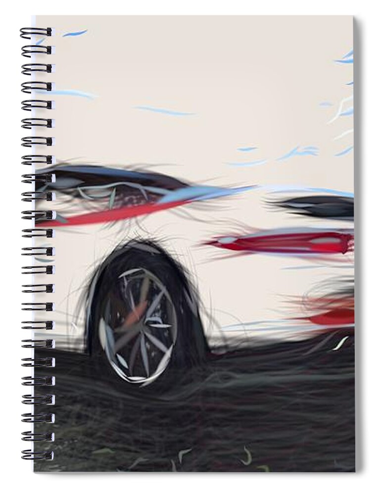 Porsche Spiral Notebook featuring the digital art Porsche 911 Carrera S Cabriolet Drawing #2 by CarsToon Concept