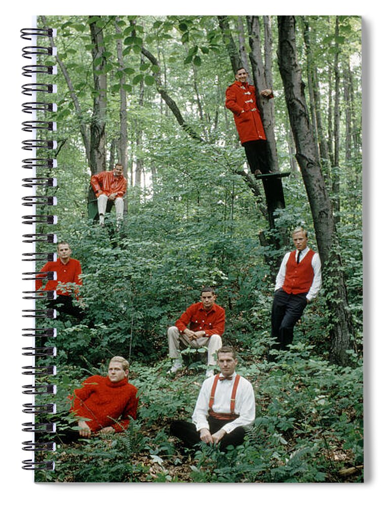 Pocket Spiral Notebook featuring the photograph Princeton Men In Red by Yale Joel