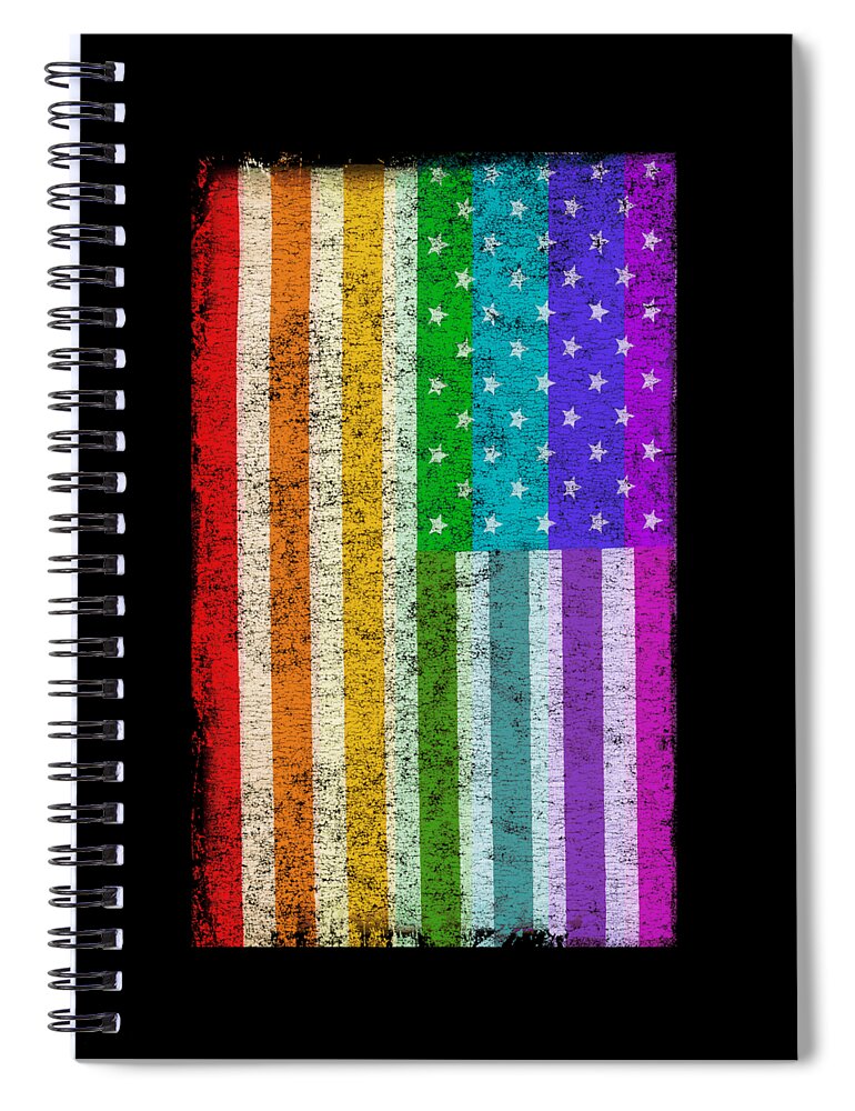 Cool Spiral Notebook featuring the digital art Rainbow Us Flag #1 by Flippin Sweet Gear