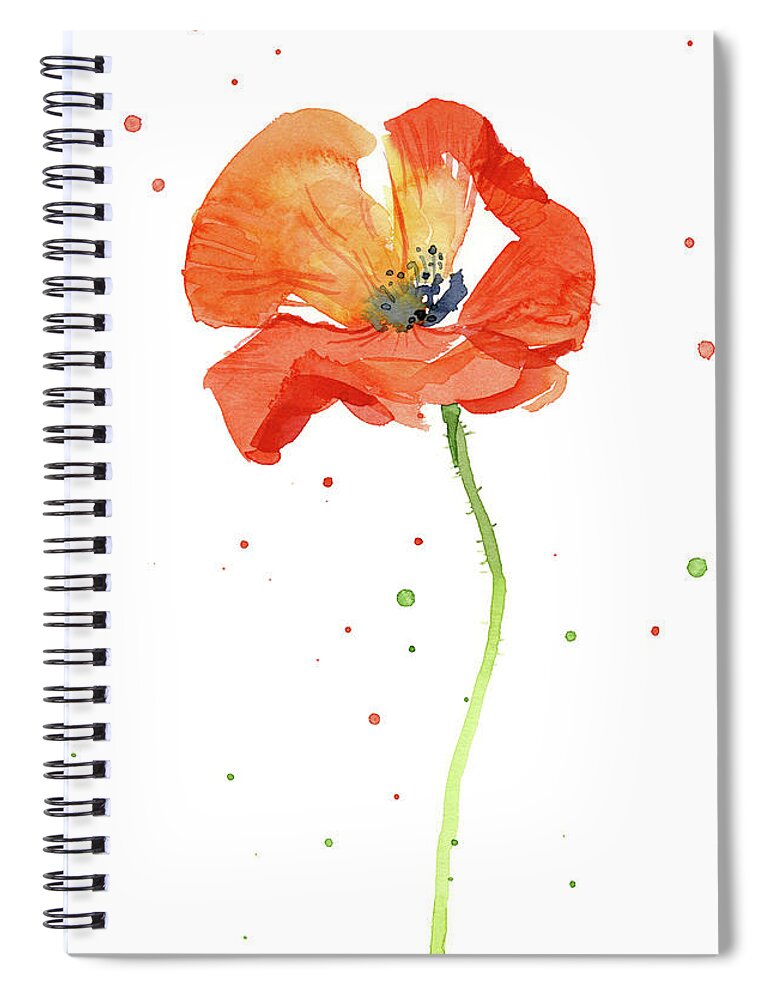 Poppy Painting Spiral Notebook featuring the painting Red Poppy Flower #2 by Olga Shvartsur