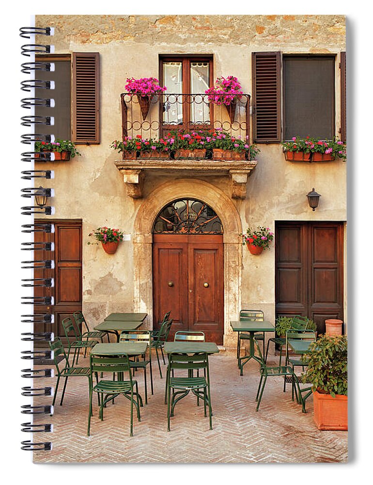 Empty Spiral Notebook featuring the photograph Restaurant Tables In Italy #1 by Mammuth