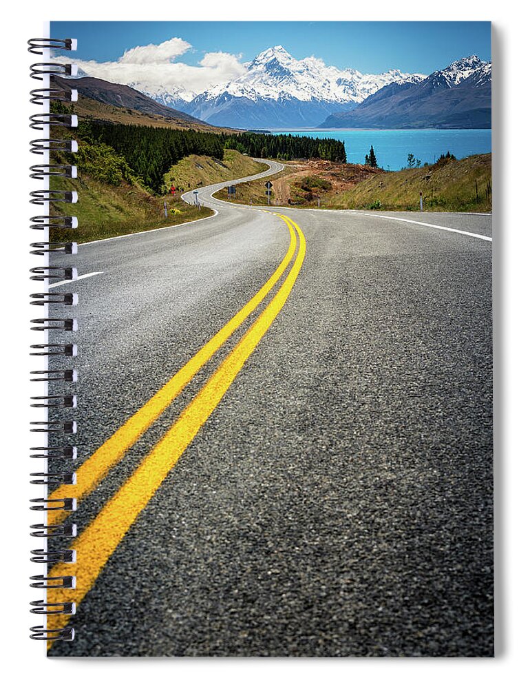 Tranquility Spiral Notebook featuring the photograph Road To Mt. Cook New Zealand #1 by Nitichuysakul Photography