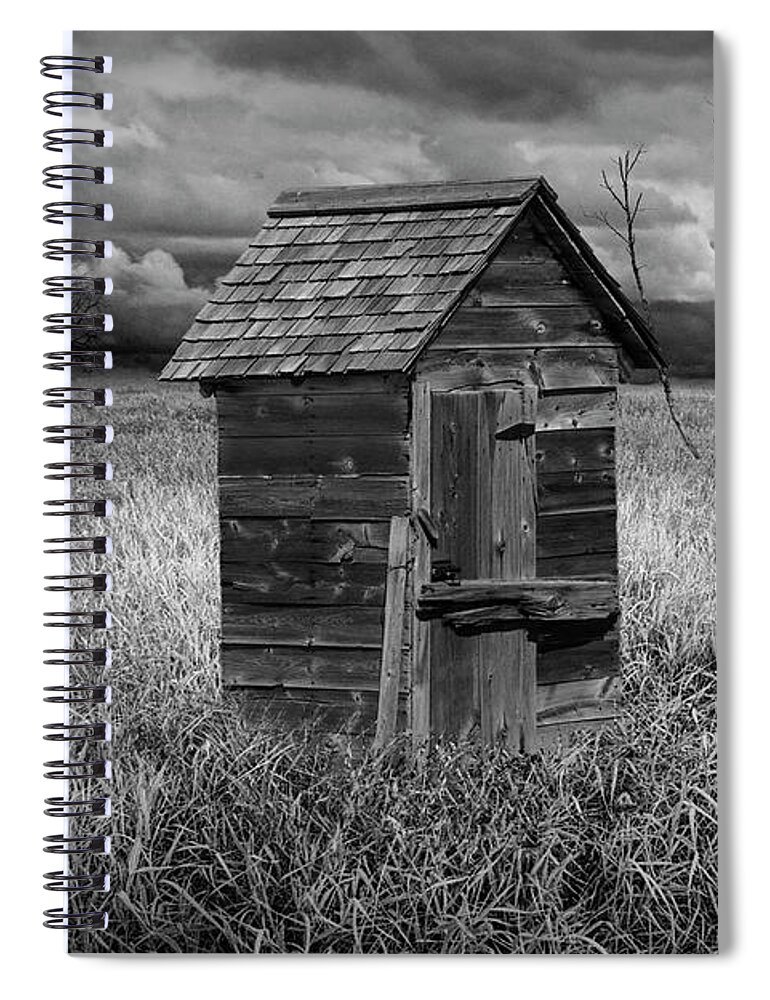 Rural Spiral Notebook featuring the photograph Rural Outhouse langishing in the Countryside #1 by Randall Nyhof