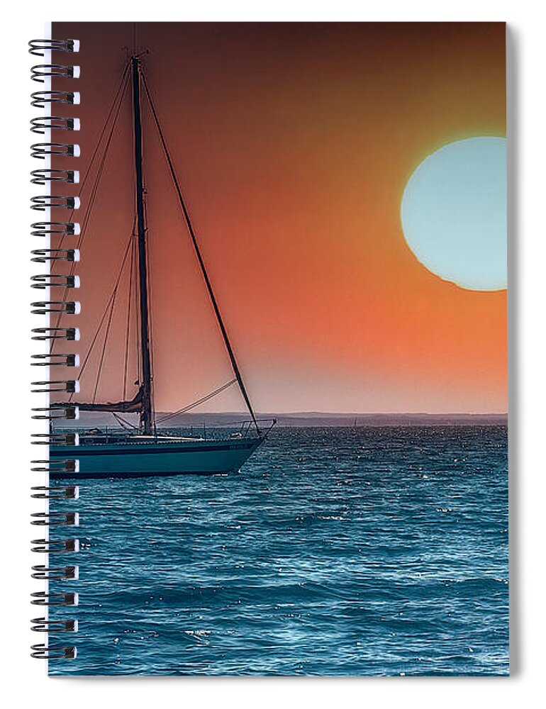 Composite Spiral Notebook featuring the photograph Sailing into the sunset #1 by Wolfgang Stocker