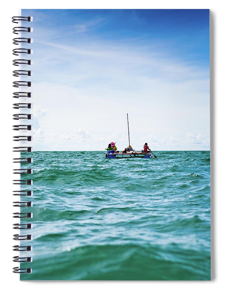 People Spiral Notebook featuring the photograph Sailing On A Makeshift Handmade Raft #1 by Matthew Micah Wright