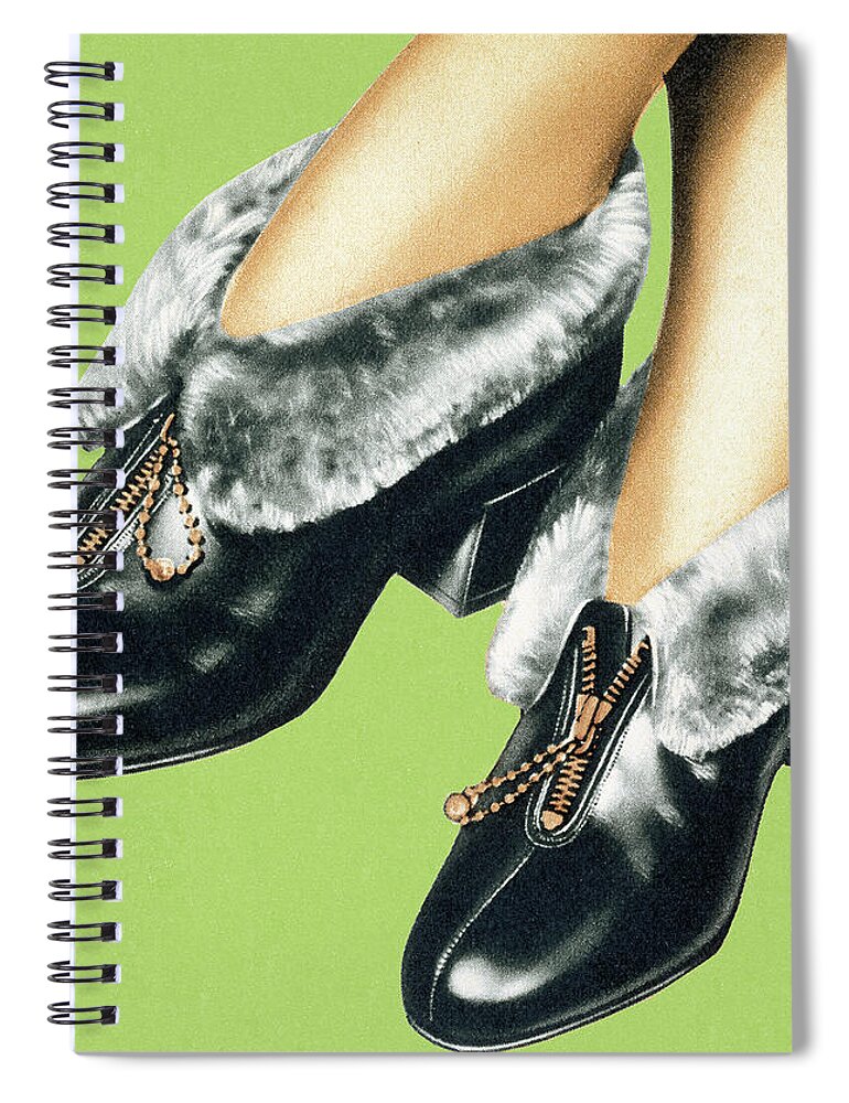 Boot Spiral Notebook featuring the drawing Shoe modeling #1 by CSA Images