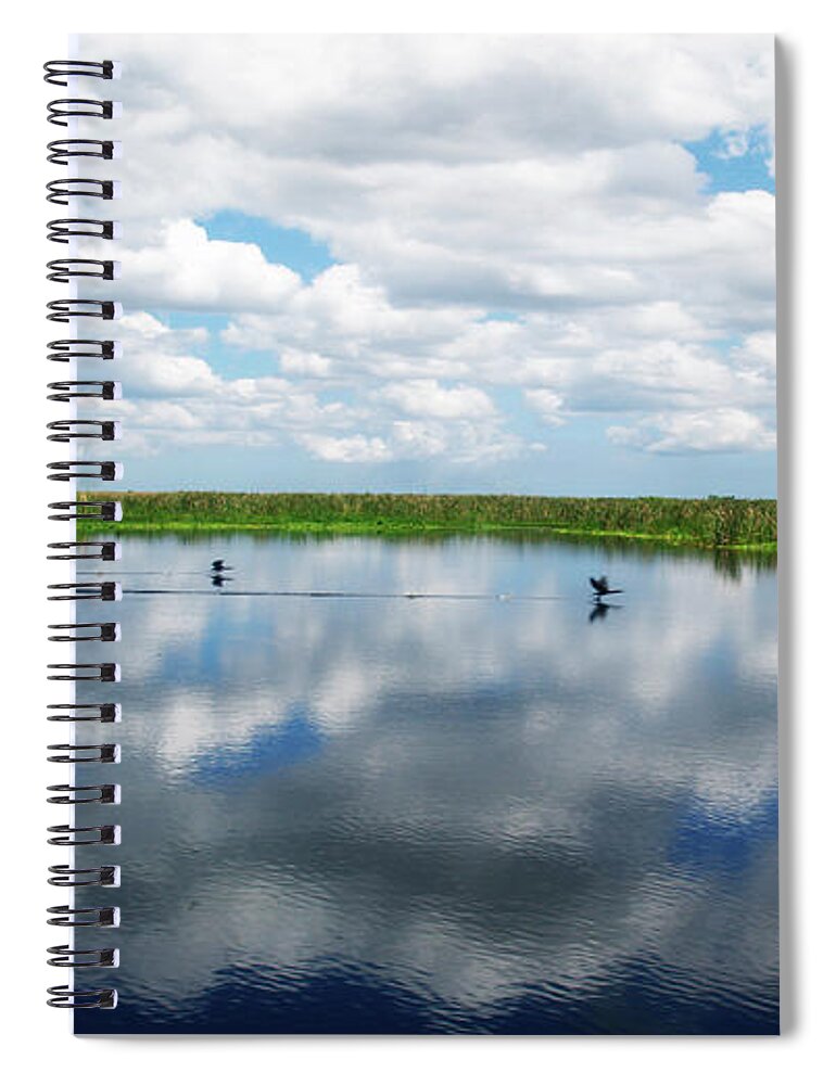 Beautiful Spiral Notebook featuring the photograph Skyscape Reflections Blue Cypress Marsh near Vero Beach Florida C6 #1 by Ricardos Creations