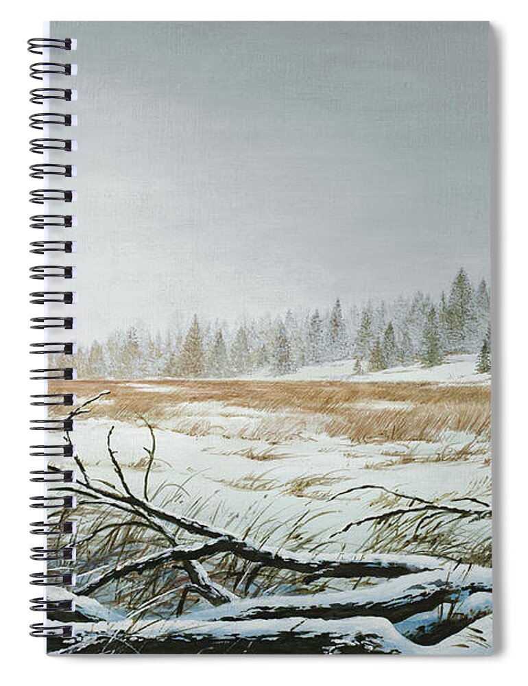 Snowy Spiral Notebook featuring the painting Snowy Morning #1 by Bruce Nawrocke