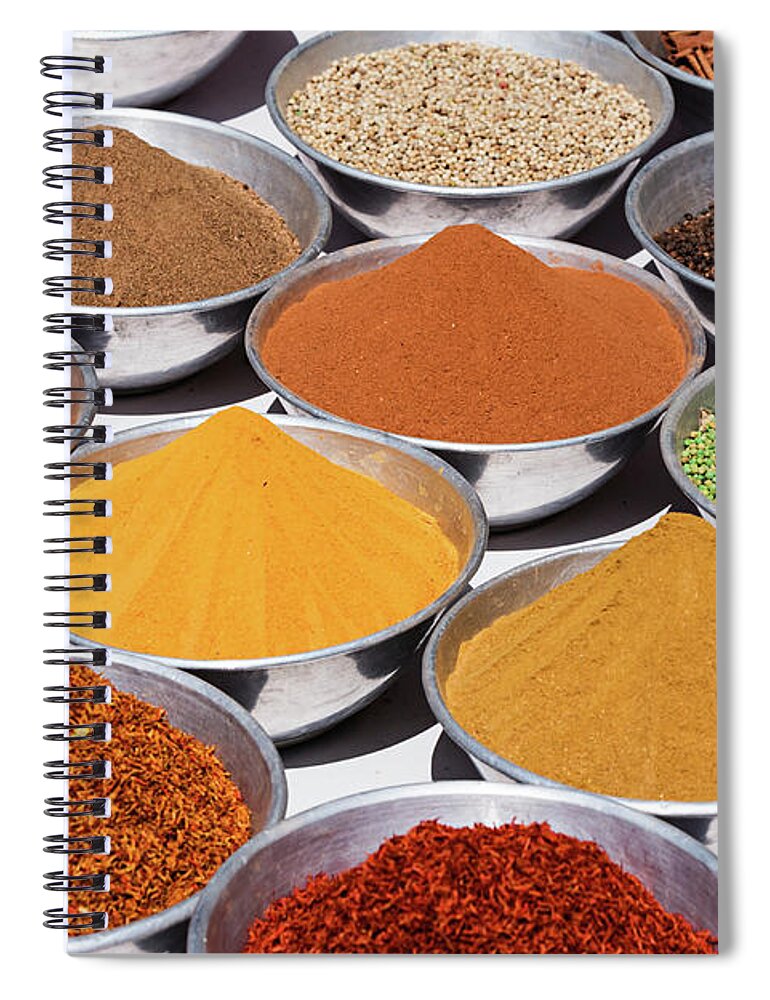 Orange Color Spiral Notebook featuring the photograph Spice Market #1 by Hadynyah