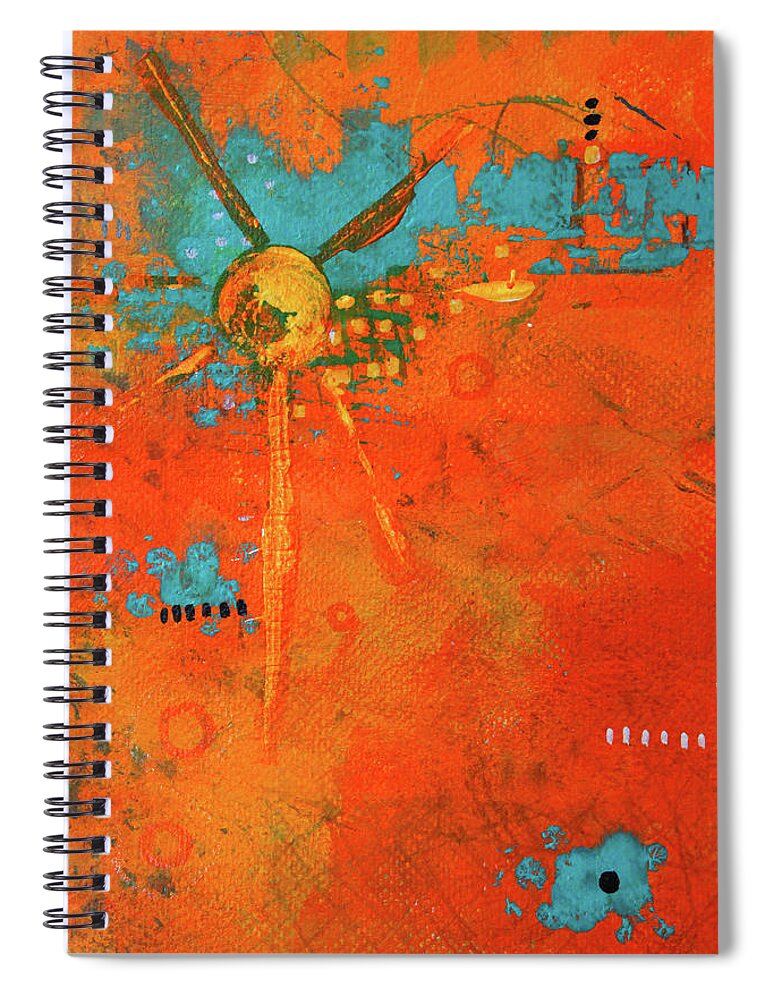 Large Orange Abstract Spiral Notebook featuring the painting Summer in the City 1 by Nancy Merkle