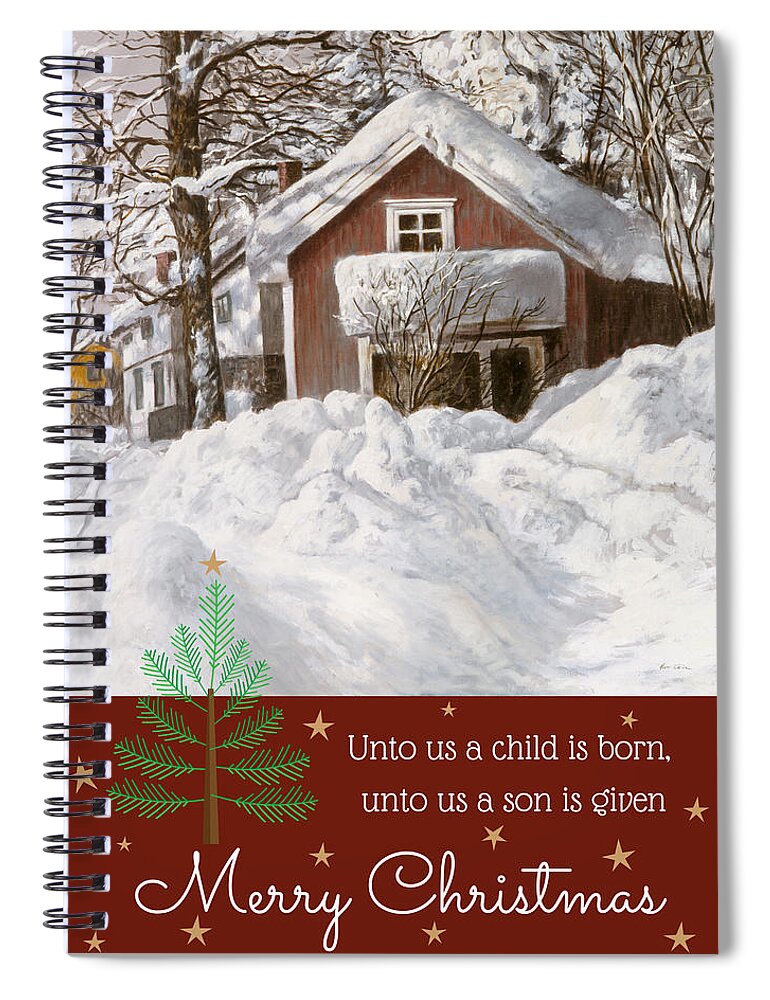Christmas Card Spiral Notebook featuring the painting Sunbreak after Snowfall #1 by Hans Egil Saele