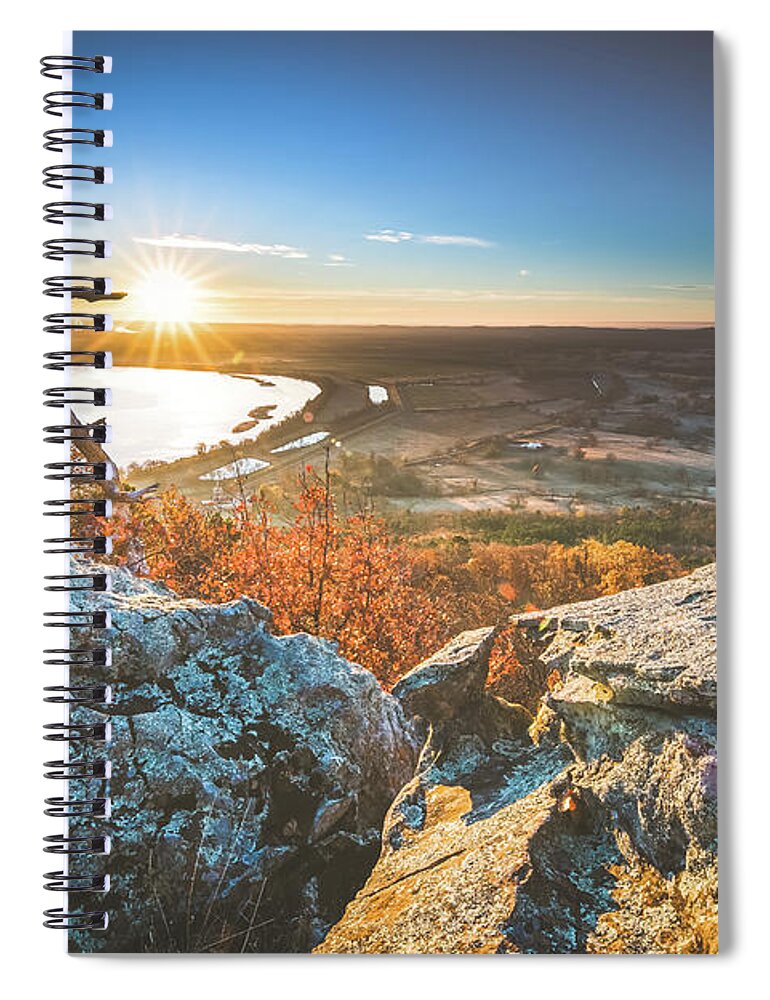 Petit Jean State Park Spiral Notebook featuring the photograph Sunrise over the Arkansas River #1 by Mati Krimerman