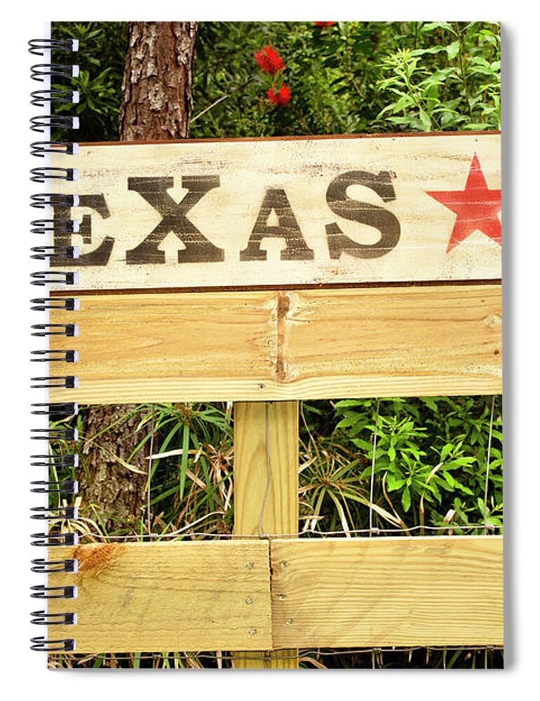 Home Decor Spiral Notebook featuring the photograph Texas Sign With Star On Fence by Fstop123