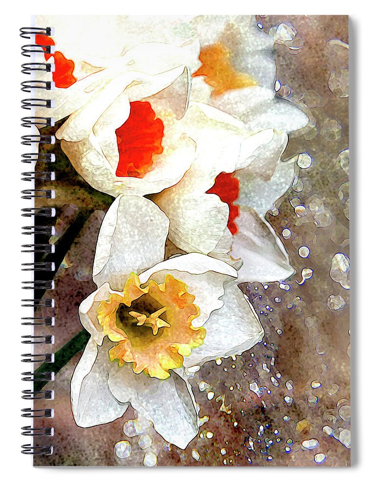 Daffodils Spiral Notebook featuring the digital art Thankful #1 by Vanessa Thomas