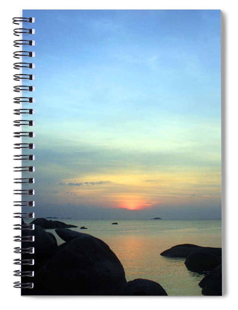 Blue Spiral Notebook featuring the photograph The Beauty Of The Blue Sky On The Coust Of Indonesia #1 by Al Fathy
