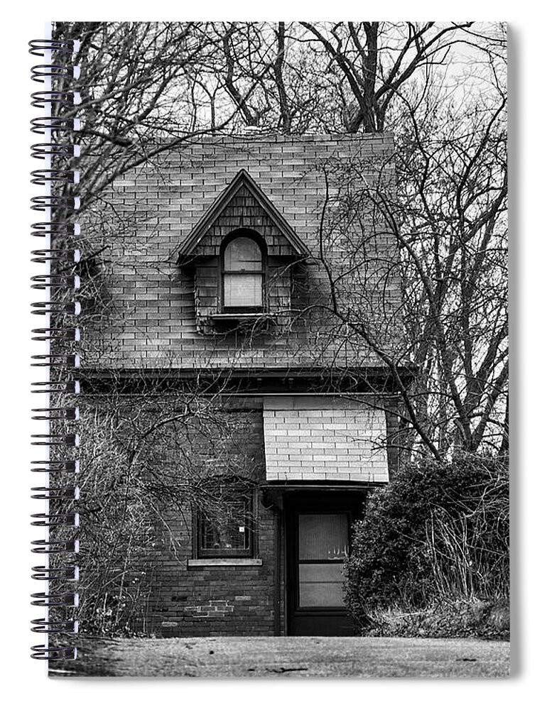Mansions Spiral Notebook featuring the digital art The Carriage House in Black And White #1 by Kirt Tisdale