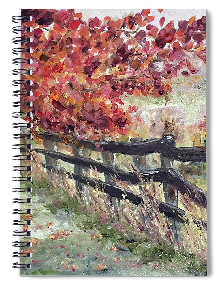 Fence Spiral Notebook featuring the painting The Rickety Fence by Roxy Rich