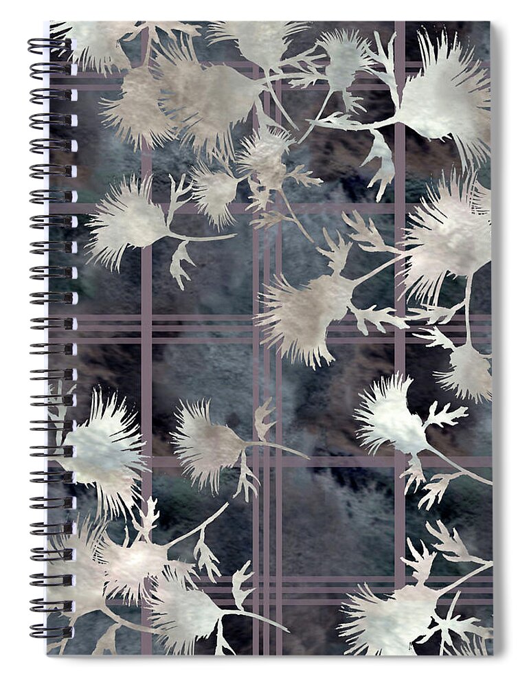 Thistle Spiral Notebook featuring the digital art Thistle Plaid by Sand And Chi