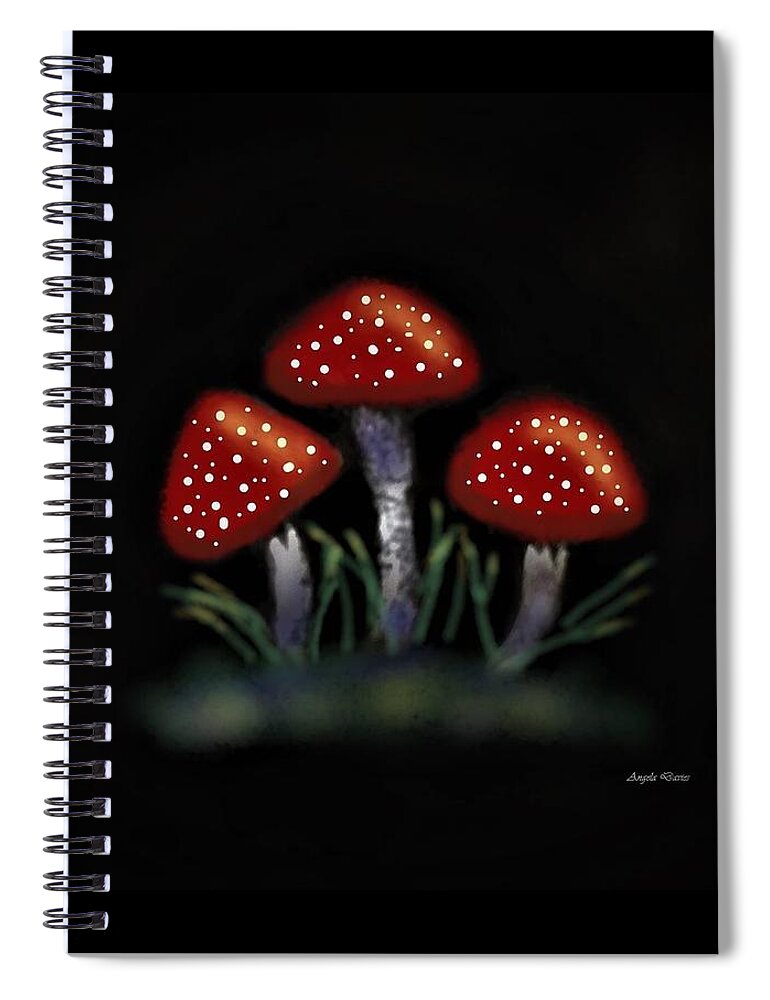 Mushrooms Spiral Notebook featuring the digital art Family of Three by Angela Davies
