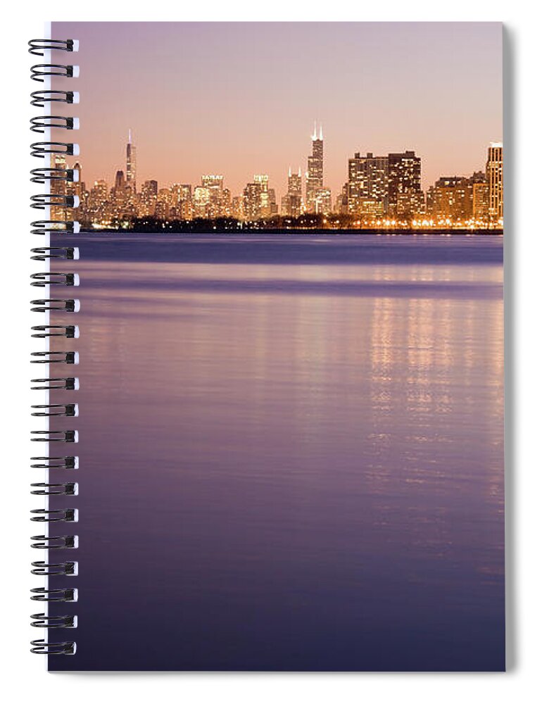 Lake Michigan Spiral Notebook featuring the photograph Usa, Illinois, Chicago, City Skyline #1 by Henryk Sadura