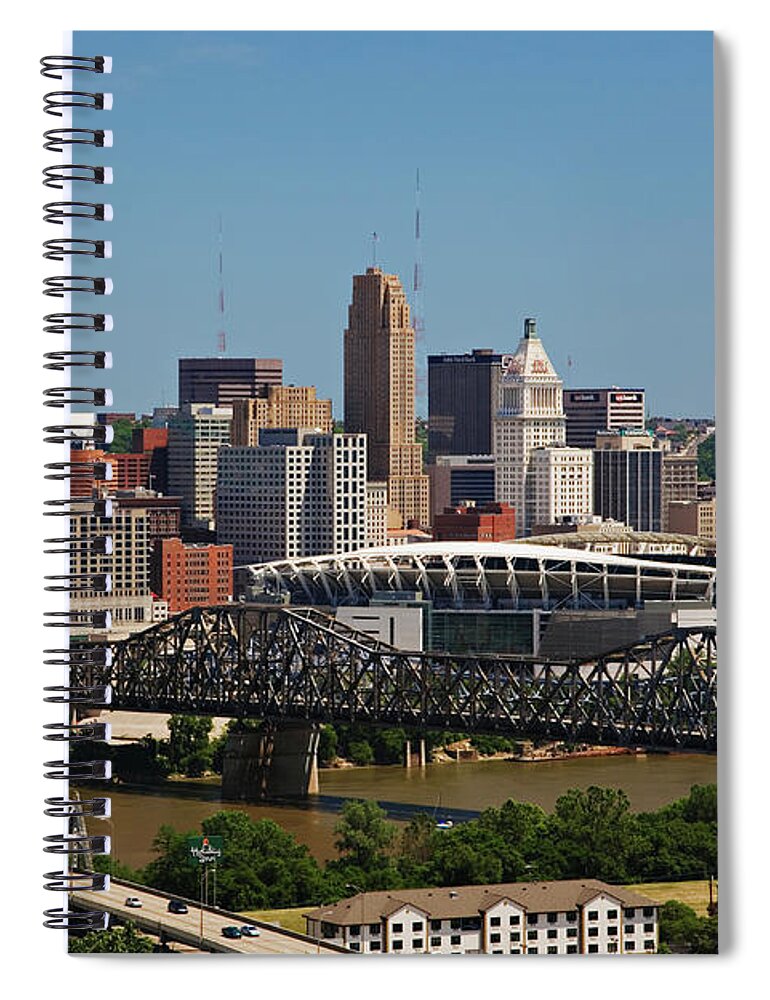 Clear Sky Spiral Notebook featuring the photograph Usa, Ohio, Cincinnati, Cityscape And #1 by Adam Jones