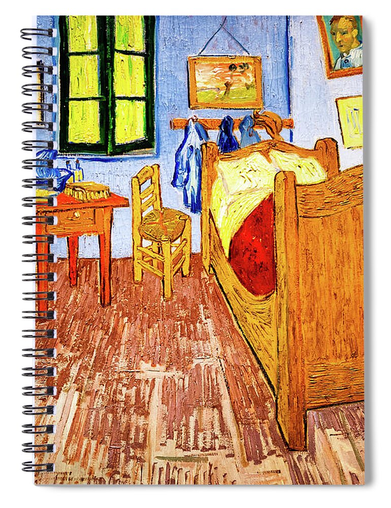 Vincent Spiral Notebook featuring the painting Van Gogh's Bedroom by Vincent Van Gogh by Vincent Van Gogh