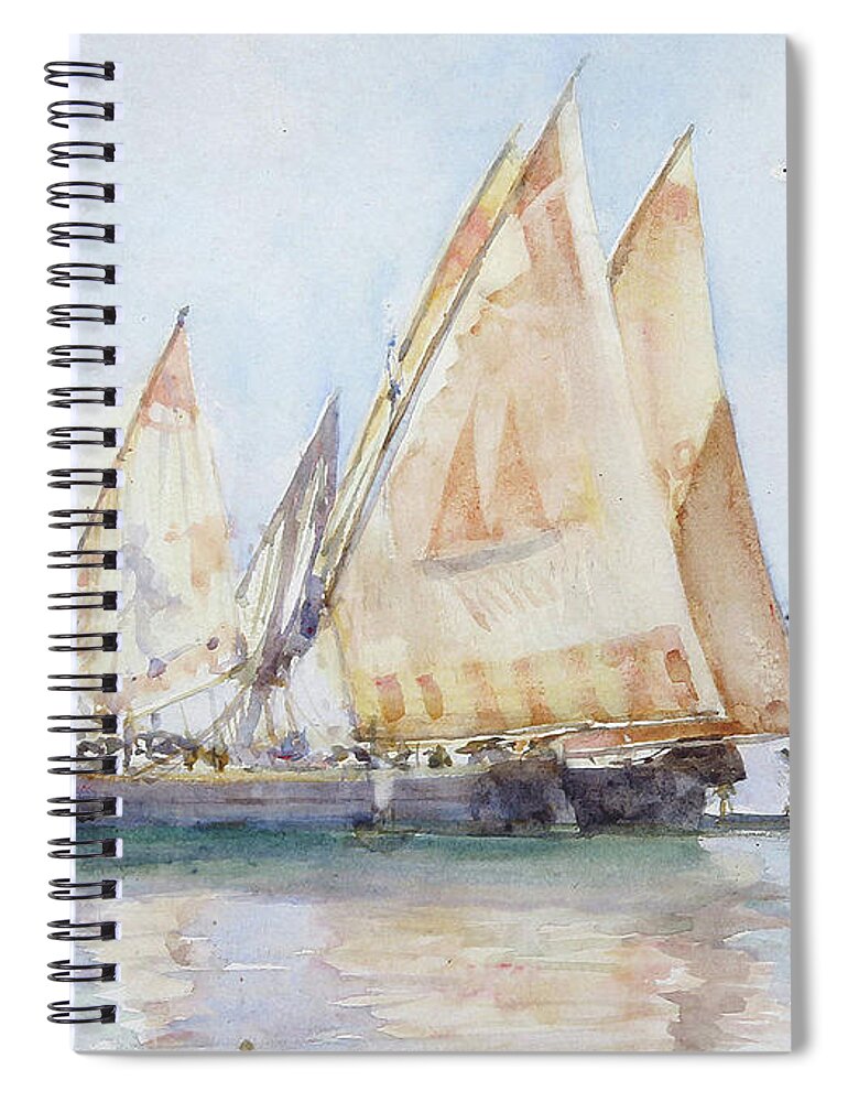 Henry Scott Tuke Spiral Notebook featuring the painting Venetian Sails by Henry Scott Tuke