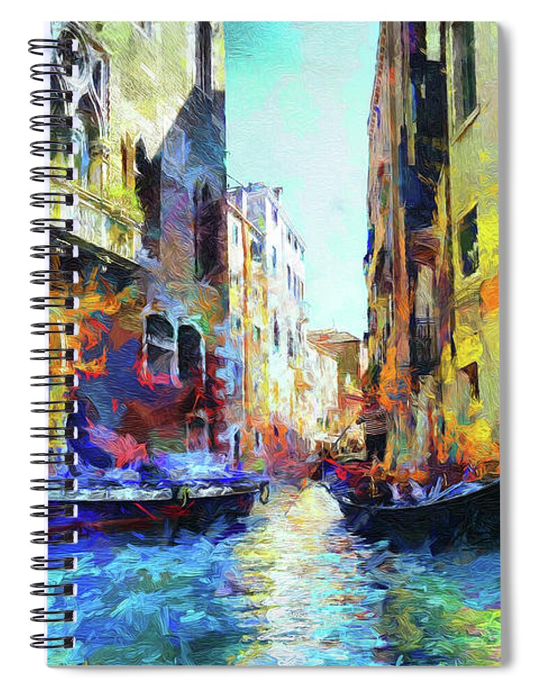 Landscape Spiral Notebook featuring the digital art Venetian scene #1 by Lutz Roland Lehn