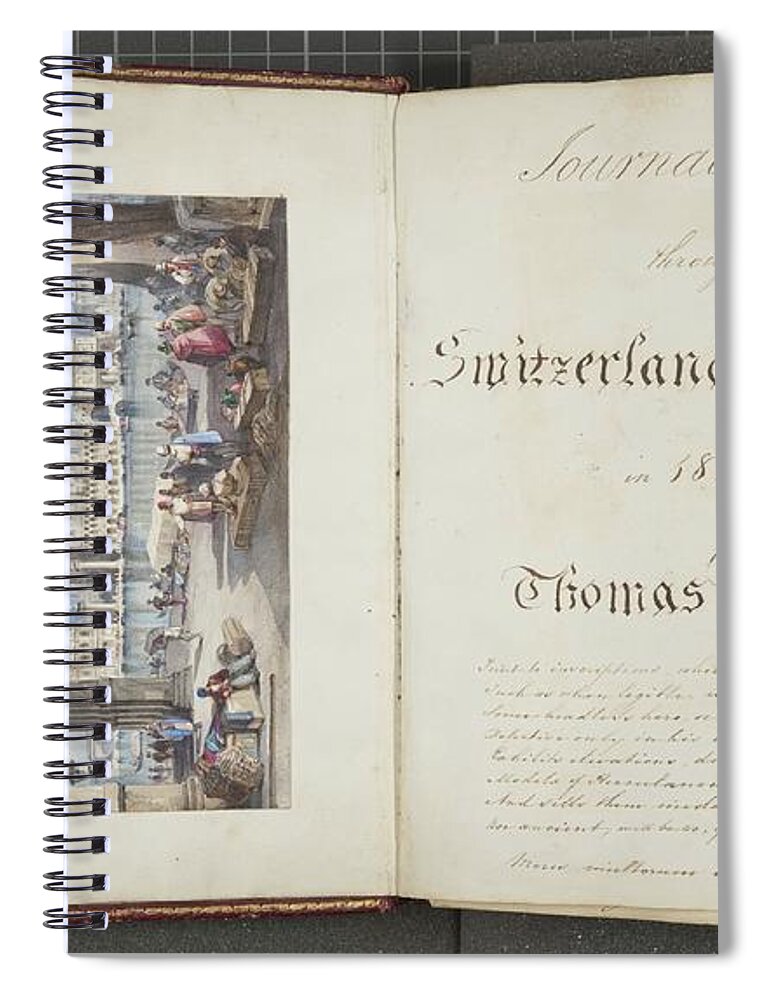 Boat Spiral Notebook featuring the painting 'venice', Pasted Into The Title Page Of Thomas Moody's Journal Of A Tour Through Switzerland And Italy, 1822 by Joseph Axe Sleap