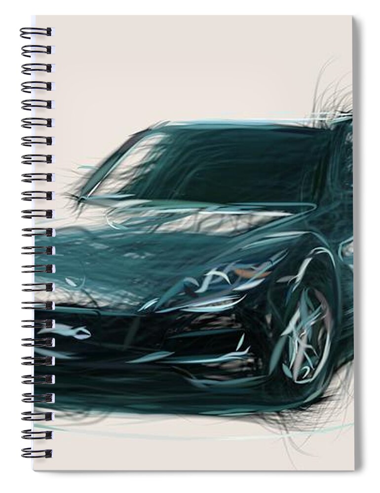 Mazda Spiral Notebook featuring the digital art Mazda RX 8 Draw #10 by CarsToon Concept