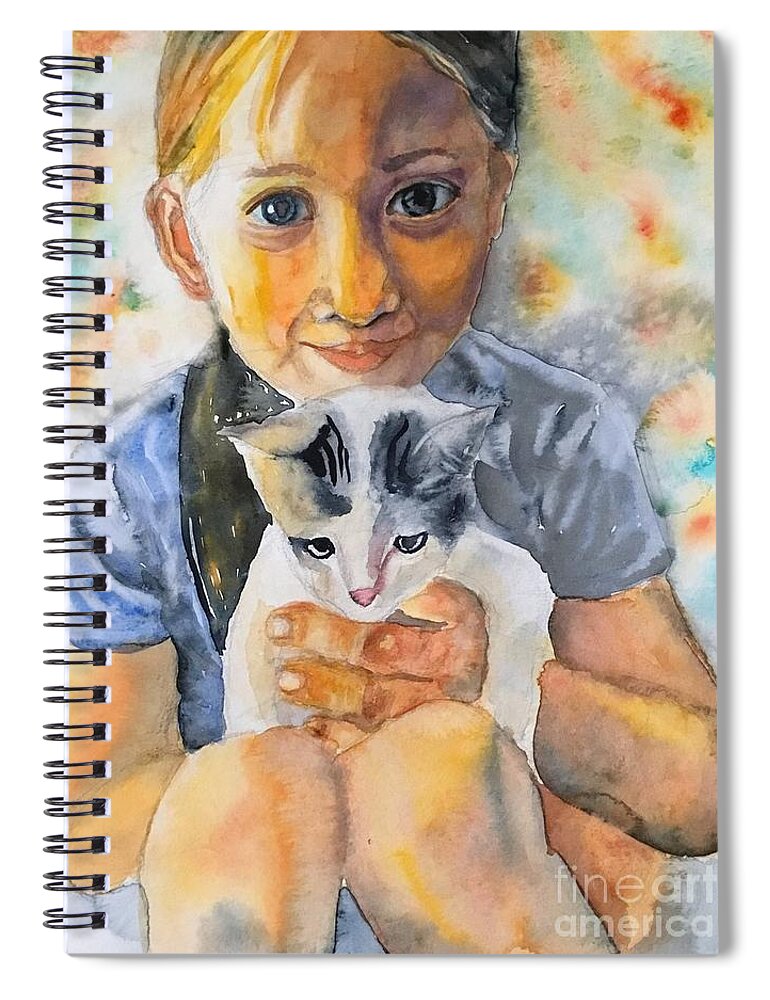 The Cat Is My Best Friend. Spiral Notebook featuring the painting 1082019 by Han in Huang wong