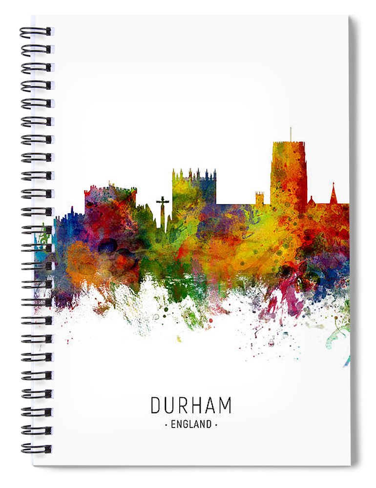 Durham Spiral Notebook featuring the digital art Durham England Skyline Cityscape #11 by Michael Tompsett