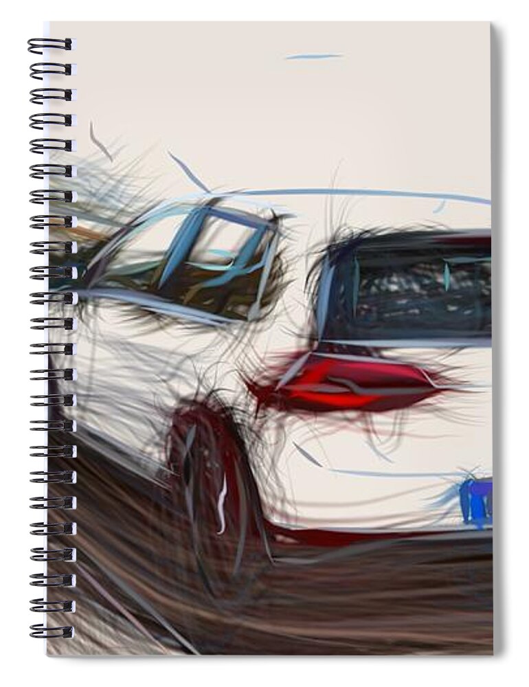 Volkswagen Spiral Notebook featuring the digital art Volkswagen Golf GTI Drawing #13 by CarsToon Concept