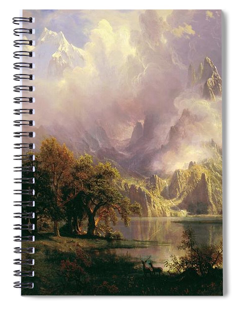 Albert Spiral Notebook featuring the painting Rocky Mountain Landscape by Albert Bierstadt