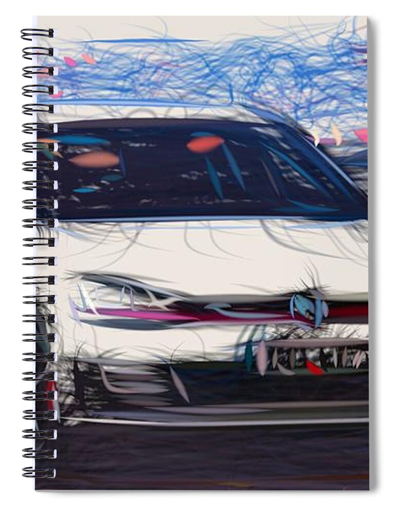 Volkswagen Spiral Notebook featuring the digital art Volkswagen Golf GTI Drawing #15 by CarsToon Concept