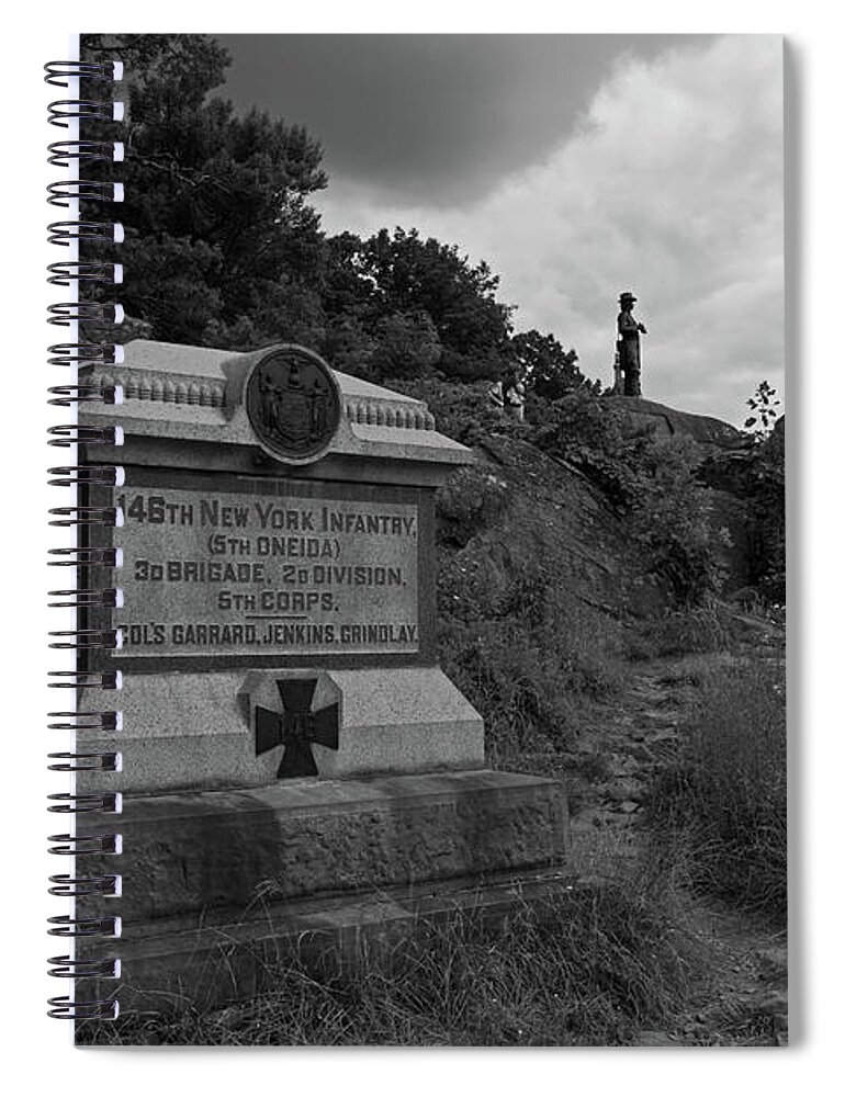 Gettysburg Spiral Notebook featuring the photograph 146th New York Infantry Regiment Monument Gettysburg Battlefield by James Brunker