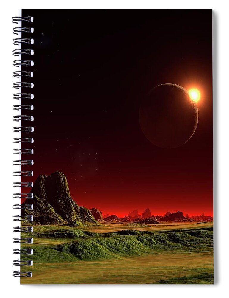 Concepts & Topics Spiral Notebook featuring the digital art Alien Planet, Artwork #16 by Mehau Kulyk