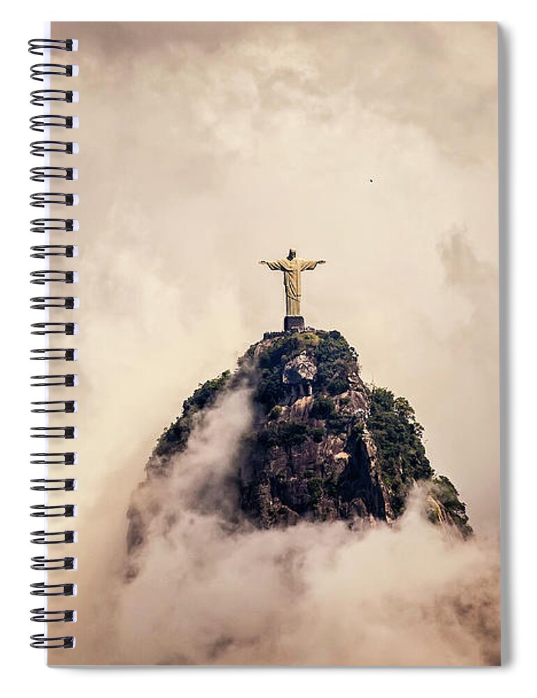 Estock Spiral Notebook featuring the digital art Rio De Janeiro, Corcovado, Brazil #16 by Antonino Bartuccio