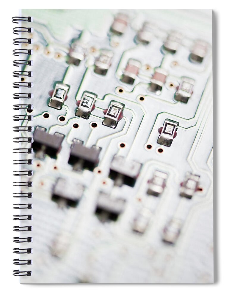 Transistor Spiral Notebook featuring the photograph Close-up Of A Circuit Board #17 by Nicholas Rigg