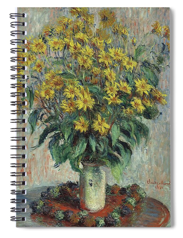Claude Monet Spiral Notebook featuring the painting Jerusalem Artichoke Flowers by Claude Monet
