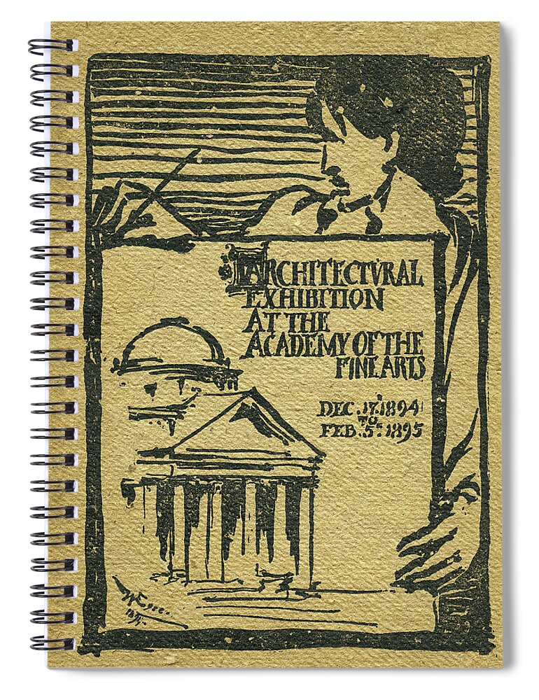 Pennsylvania Academy Of The Fine Arts Spiral Notebook featuring the mixed media 1894-95 Catalogue of the Architectural Exhibition at the Pennsylvania Academy of the Fine Arts by Wilson Eyre Jr