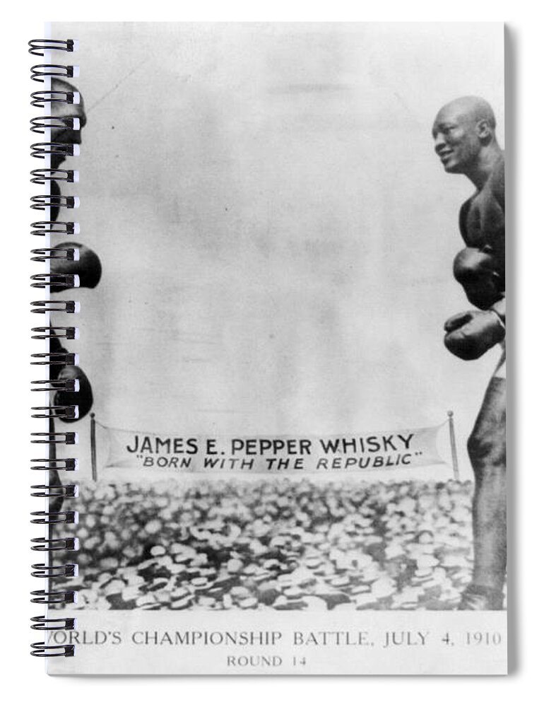Man Spiral Notebook featuring the painting 1910 BOXING Jack Johnson vs James Jeffries Worlds Championship by Celestial Images