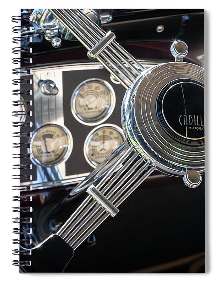 Cadillac Spiral Notebook featuring the photograph 1935 Cadillac Steering and Dash by Dennis Hedberg