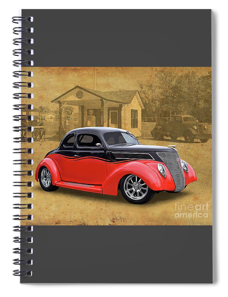 1937 Spiral Notebook featuring the photograph 1937 Ford Coupe Street Rod by Ron Long