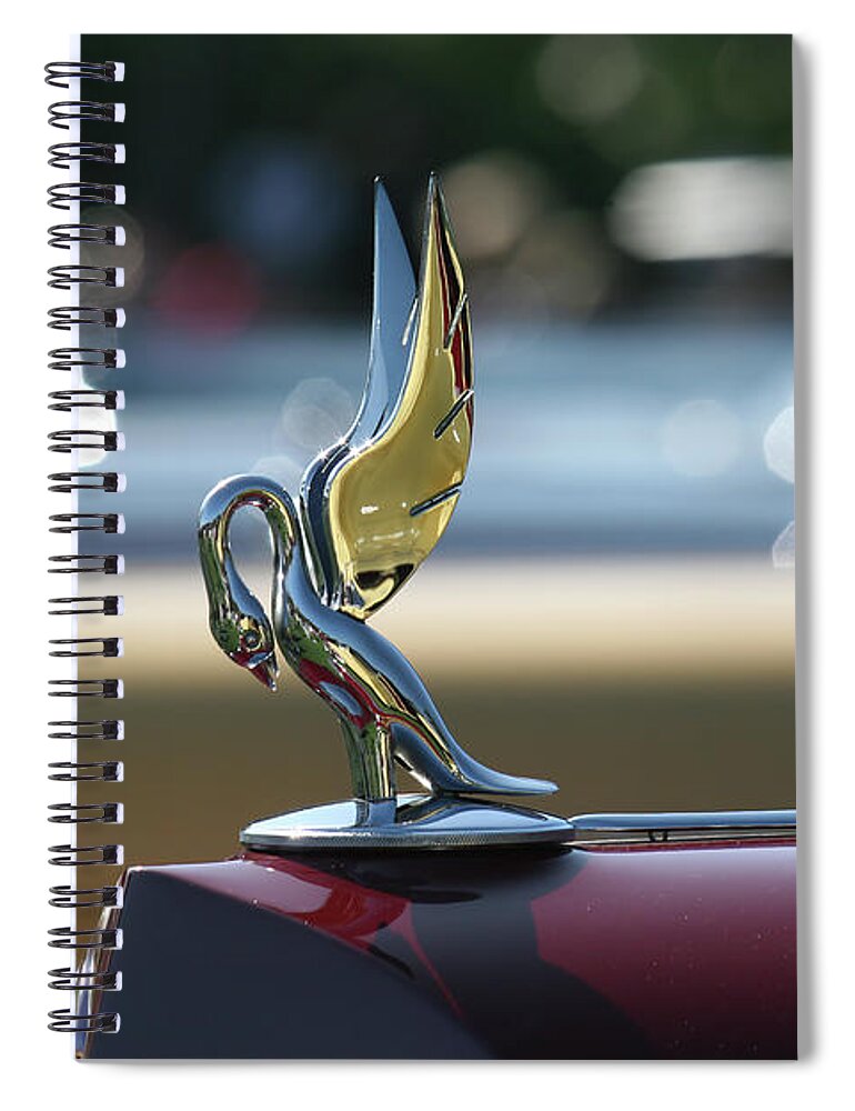 Vintage Spiral Notebook featuring the photograph 1937 Packard Cormorant Hood Ornament by Lucie Collins