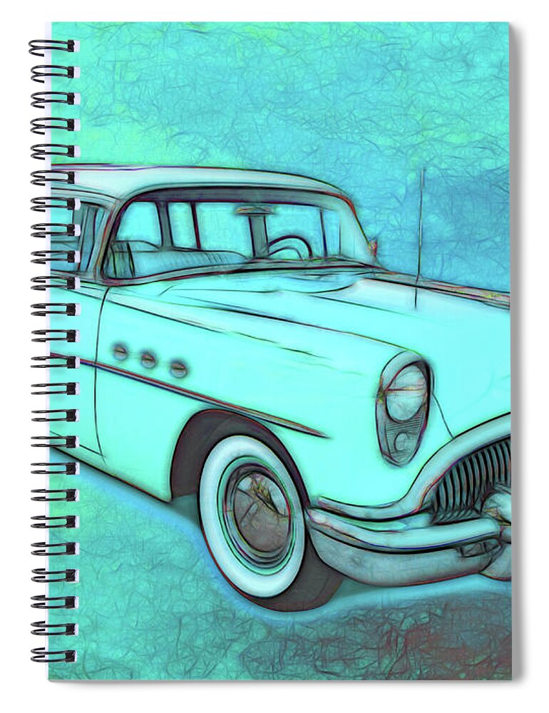 1954 Buick Wagon Spiral Notebook featuring the digital art 1954 Buick Wagon by Rick Wicker